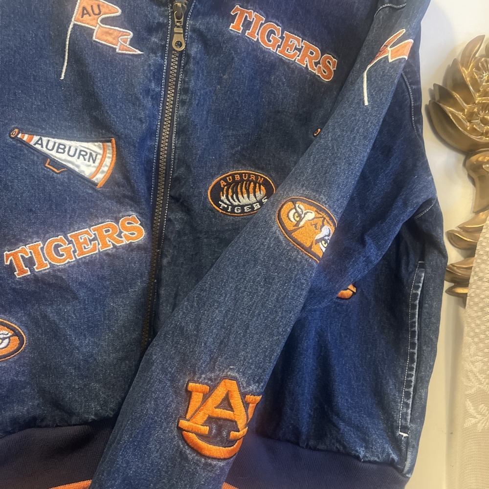 Auburn University Vintage Embroidered Patch Jean Jacket Auburn Tigers XL NCAA - Picture 3 of 11